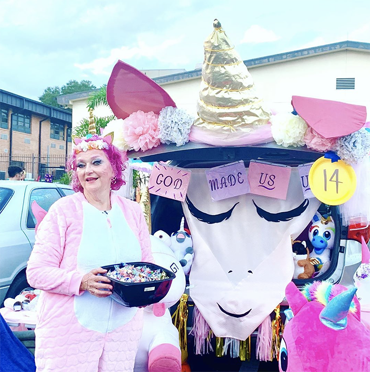 A trunk decorated as a unicorn. A sign reads "Got made us all unique" making this a fun trunk or treat theme for a church Halloween party. | The Dating Divas