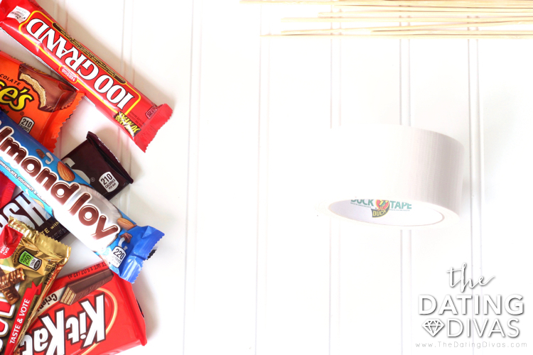 Tons of different candy bars and duck tape to build a special candy bouquet. | The Dating Divas