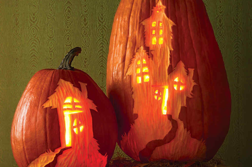 Haunted House pumpkin carving template. | The Dating Divas