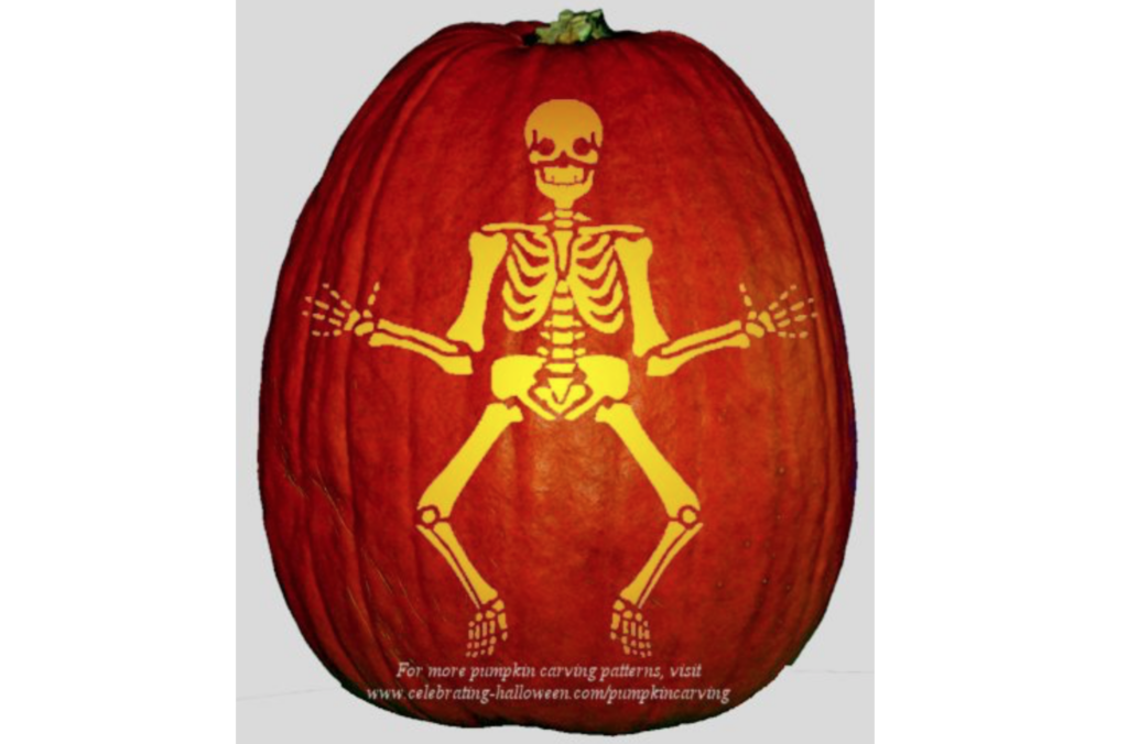 Skeleton pumpkin carving inspiration and free pumpkin stencil ideas. | The Dating Divas