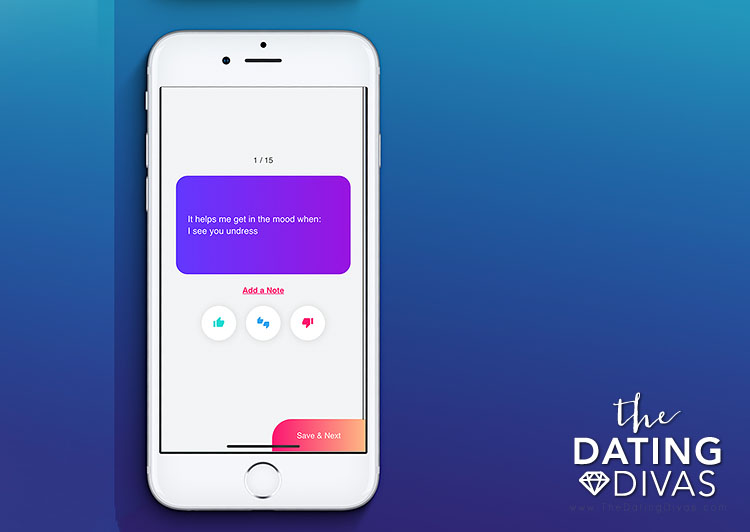 An example of the sexploration survey included in the Intimately Us app. |The Dating Divas