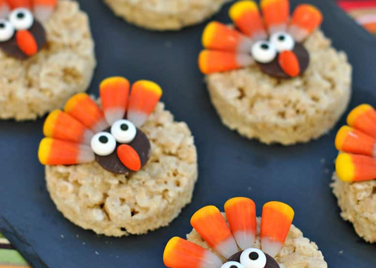 Make an easy Rice Krispie treat Thanksgiving food ideas. | The Dating Divas