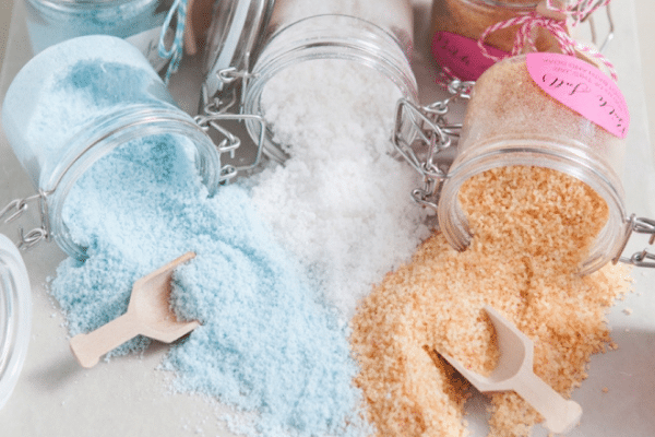 Bath shower salts as bridal shower favors | The Dating Divas