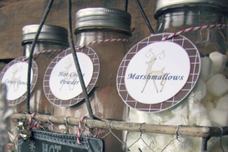 Hot cocoa bar ingredients in glass bottles | The Dating Divas