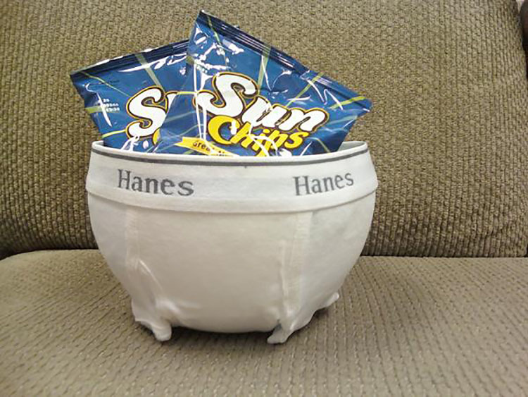 DIY white elephant gifts that make a chip bowl out of underwear | The Dating Divas 