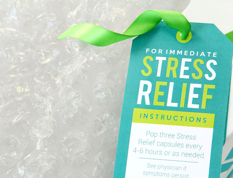 A printable stress relief tag to put on white elephant gift ideas |The Dating Divas 