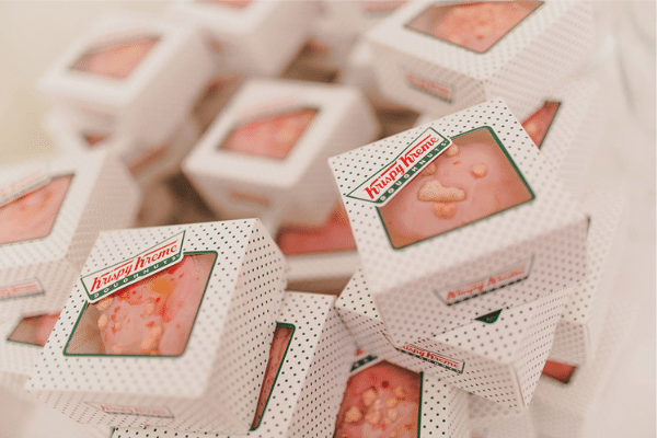 Pink Krispy Kreme donuts for wedding shower | The Dating Divas