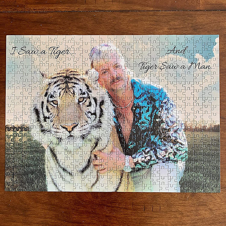 Tiger King, Joe Exotic, with a tiger featured on a puzzle | The Dating Divas