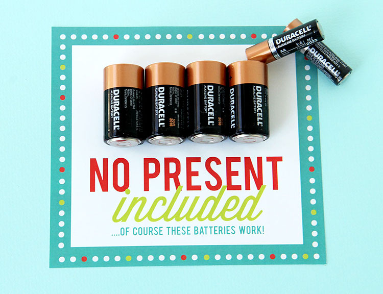 White elephant gift ideas that have a card and a set of batteries | The Dating Divas 