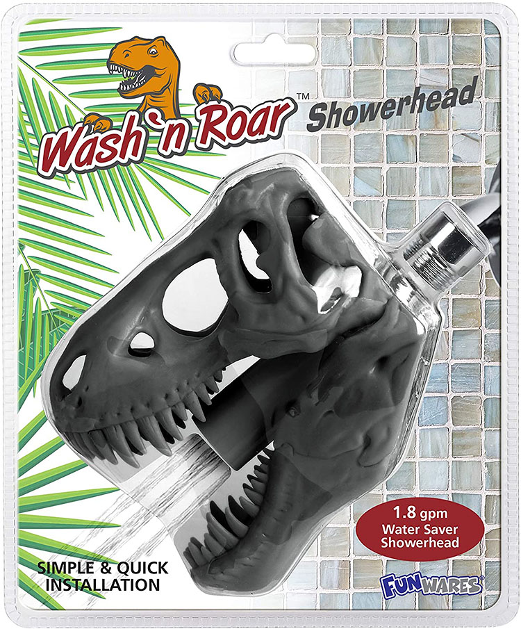 A dinosaur-shaped shower head gag gift idea | The Dating Divas