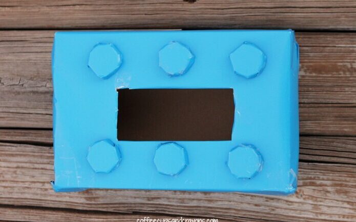 Bright blue Valentine's Day box made from a shoe box | The Dating Divas