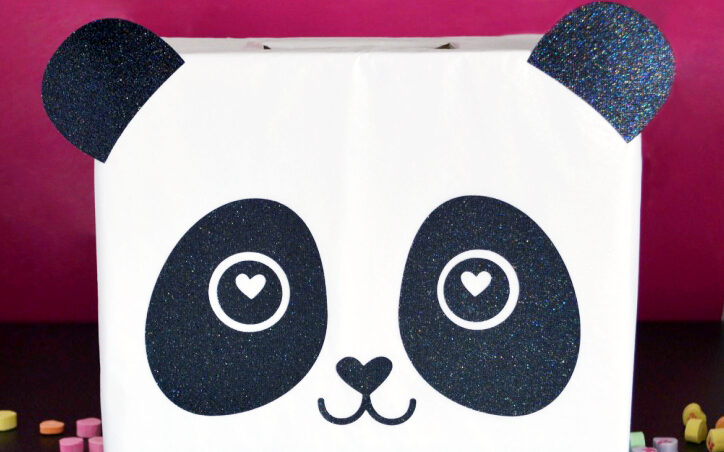 Panda valentine card box with heart-shaped eyes and nose | The Dating Divas