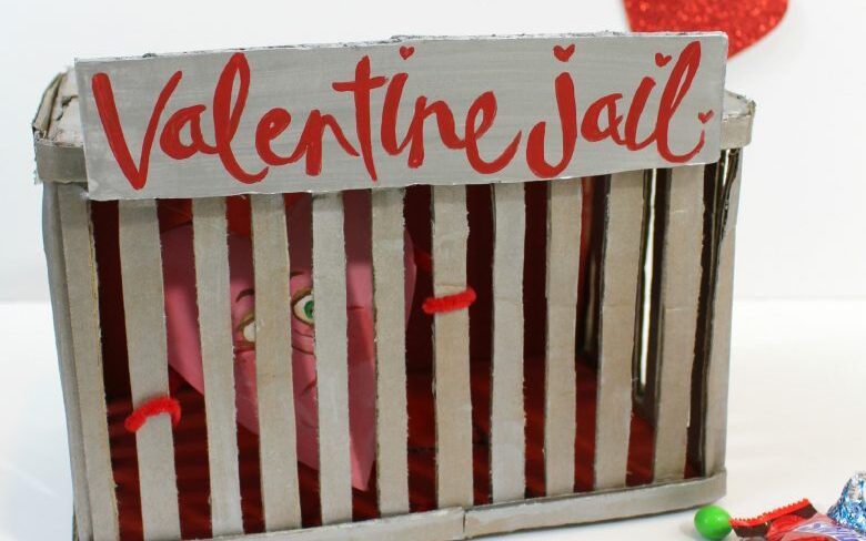 A metallic box labeled "Valentine Jail" with a heart inside | The Dating Divas