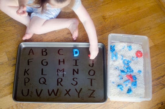 Toddler activities that use magnets and letters | The Dating Divas