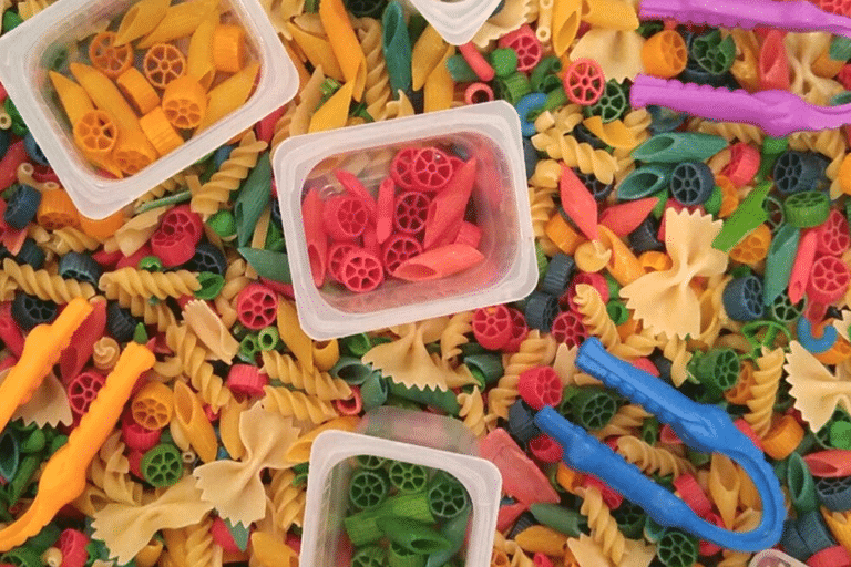 Toddler activities using dried pasta | The Dating Divas