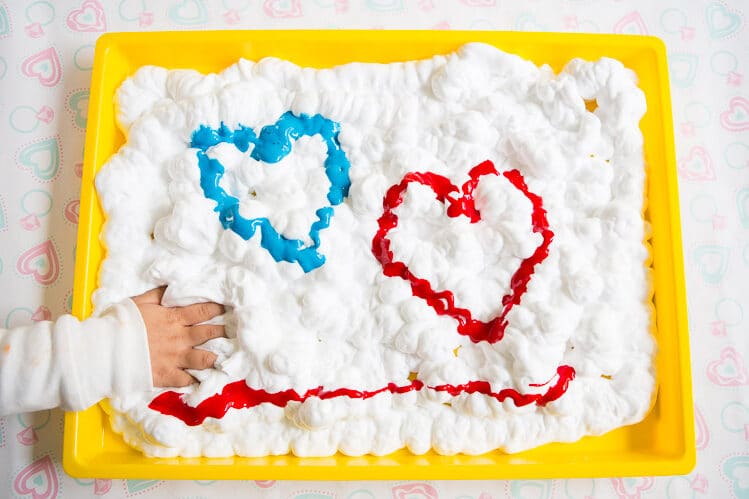 Toddler activities using shaving cream and paint | The Dating Divas