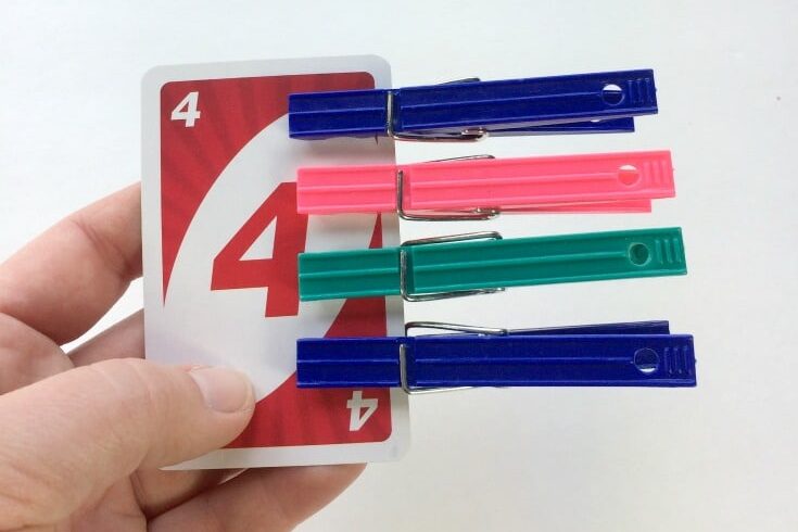 Clothespin card counting game for preschool aged children | The Dating Divas