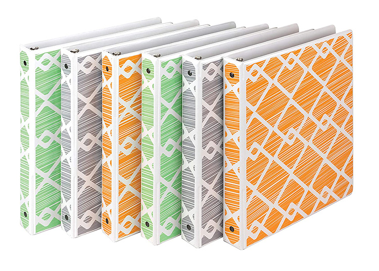 Bright colors and a fun pattern on a set of 6  binders. | The Dating Divas