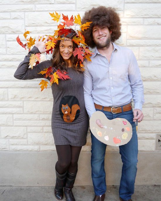 Bob Ross and his favorite happy tree make for awesome Halloween costumes. | The Dating Divas