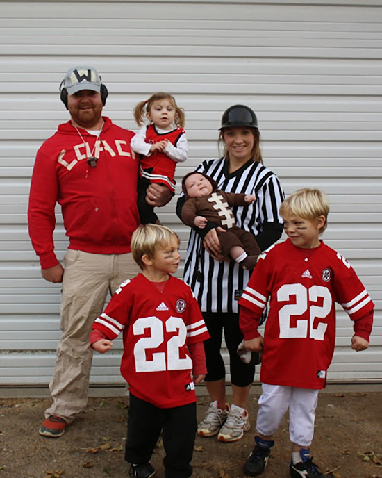 Family costumes can be themed around your favorite sport like this football costume. | The Dating Divas