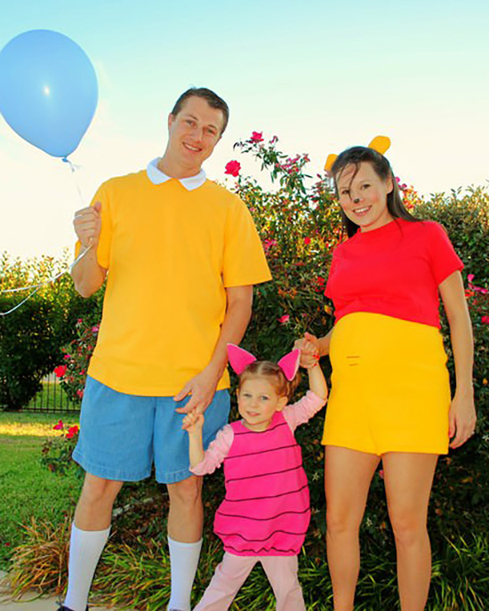 DIY family costume ideas for pregnancy and toddlers can be tough, this Winnie the Pooh costume makes it easy. | The Dating Divas