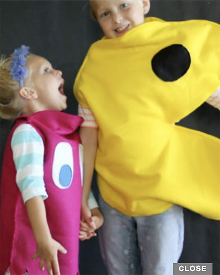 Pac Man vs the ghosts is a fun sibling and family costume idea. 