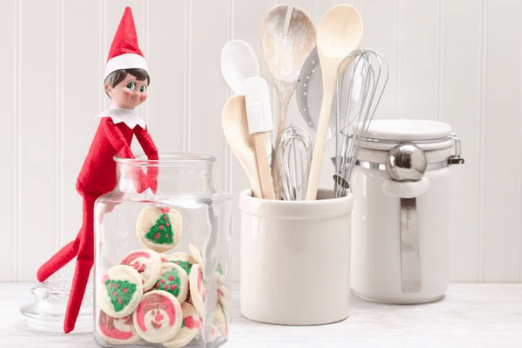 Elf on the shelf stealing cookie from jar | The Dating Divas