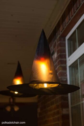 DIY Halloween Decorations, Floating Witch Hat Luminaries | The Dating Divas