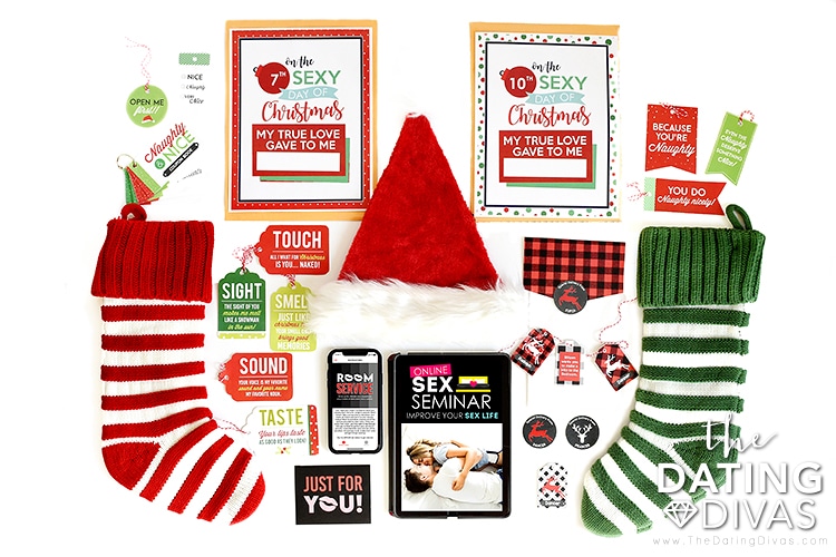 A sexy santa Christmas bundle for a perfect date night with printables. Which of these will your first date be?! | The Dating Divas