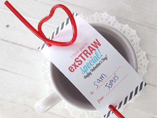 Valentines Day Straw Printable Card Gift for Kids | The Dating Divas