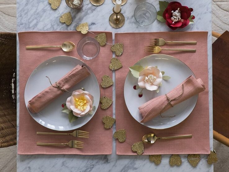 Fancy table settings for two, perfect for Valentine's dinner | The Dating Divas