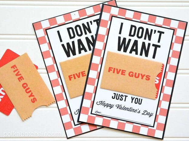Printables for Five Guys gift cards – last minute Valentine's Day gifts | The Dating Divas
