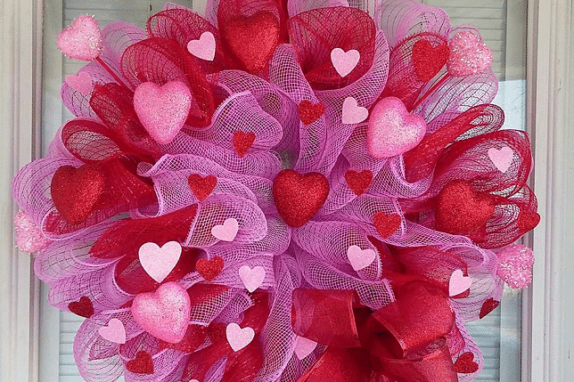 Make your own valentines crafts, such as a mesh wreath. | The Dating Divas