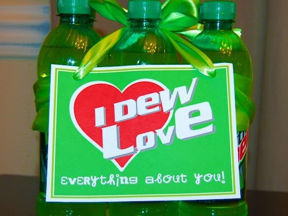 Printable tags for Mountain Dew bottles for last minute Valentine's Day gift idea | The Dating Divas