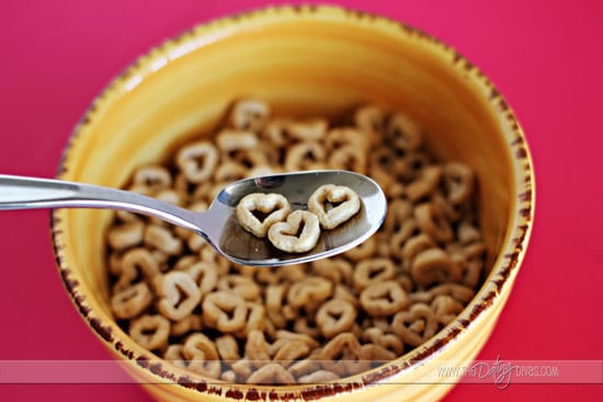 Heart-shaped cereal for a DIY Valentine gift. | The Dating Divas