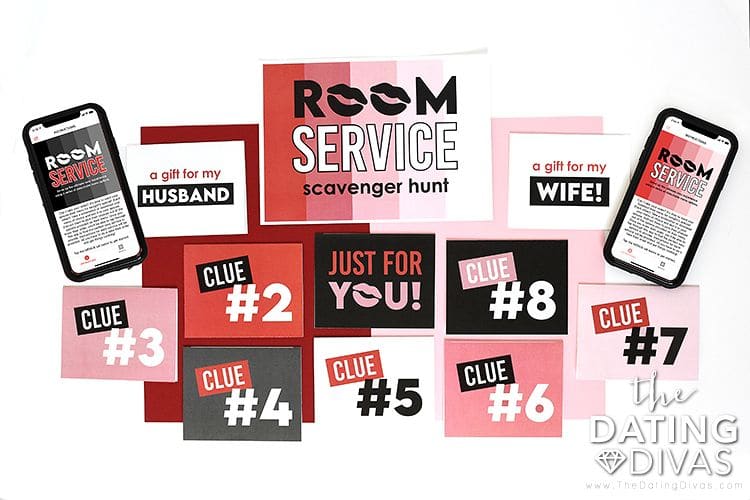 Room service scavenger hunt printables to use for a fun date night | The Dating Divas