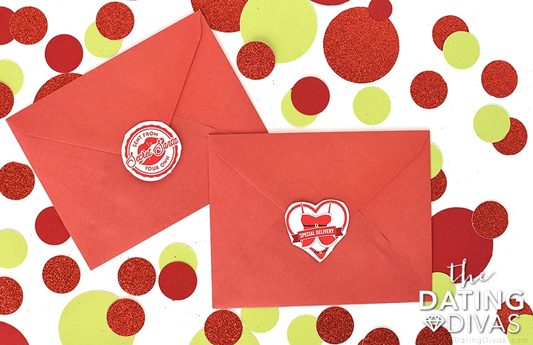 Secret Santa for your spouse envelopes to hide and seal with special free printable seal  | The Dating Divas