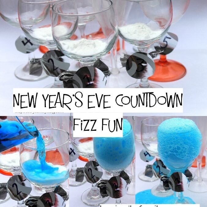Unique New Year's Eve countdown to midnight with blue fizz science experiment for kids | The Dating Divas