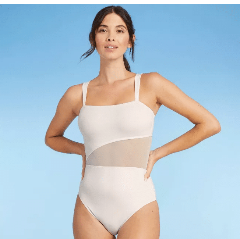 An asymetrical mesh suit that would work great for modest swimear | The Dating Divas