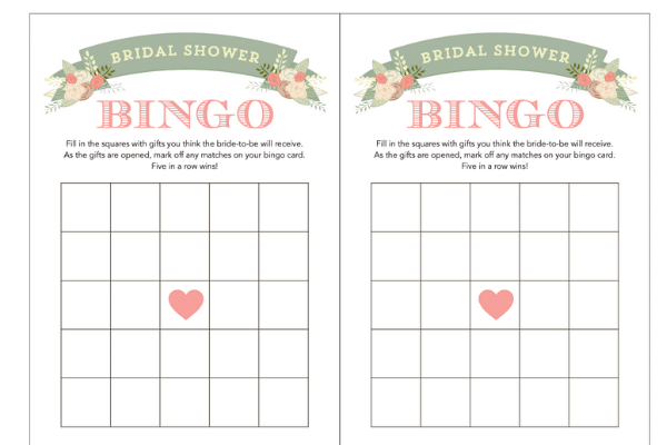 Bridal Shower Bingo cards | The Dating Divas