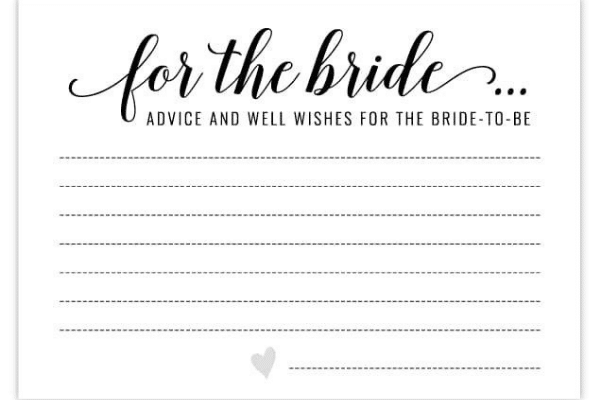 Bridal shower advice cards | The Dating Divas