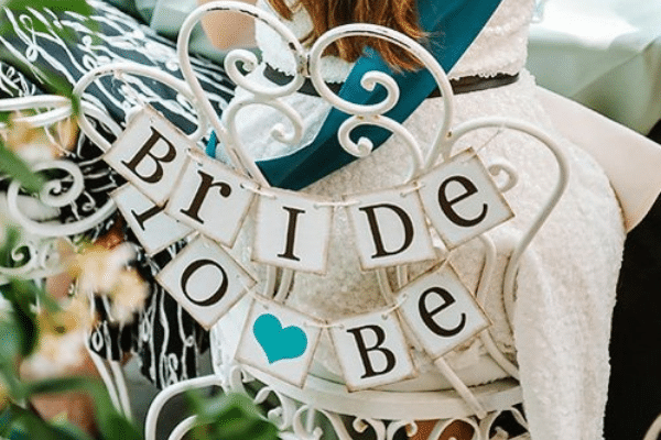 Bride to Be sign attached to chair | The Dating Divas