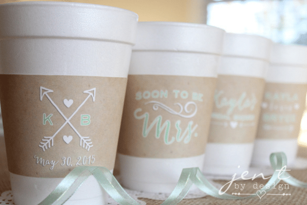 Cup sleeves for bridal shower | The Dating Divas