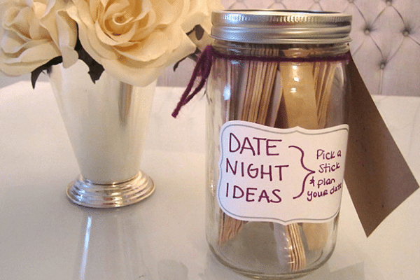 Date night idea jar game for bridal shower | The Dating Divas