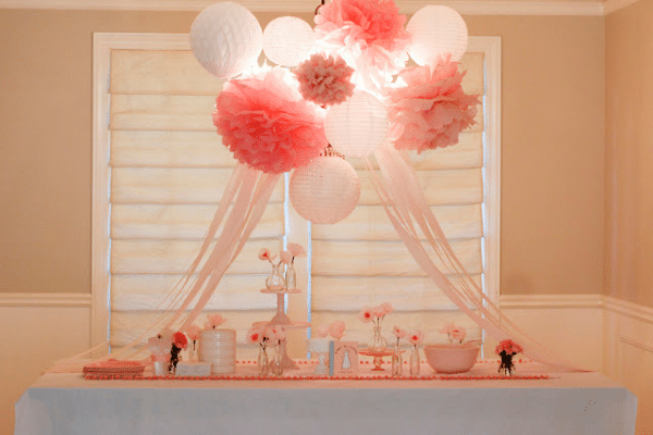 Paper lanterns and pom poms decor | The Dating Divas