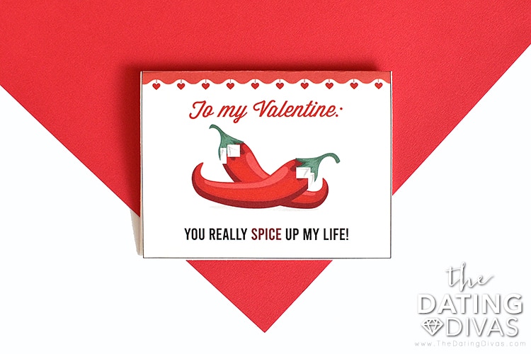 Free printables for a spicy pepper Valentine's Day card as one of our favorite cute Valentine's gifts | The Dating Divas