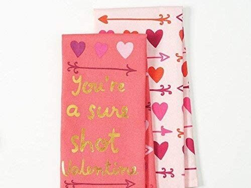 Hang some festive dish towels for this year's Valentine's Day decor. | The Dating Divas