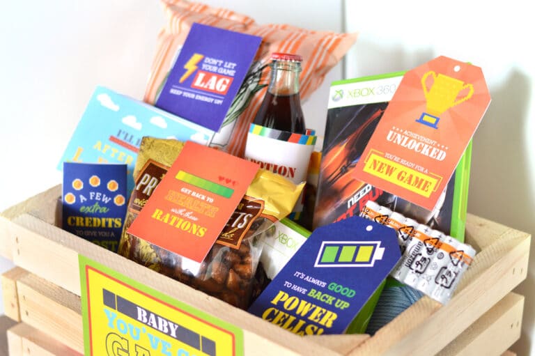 10 Epic Gift Baskets for Men    Free Printables   - 81