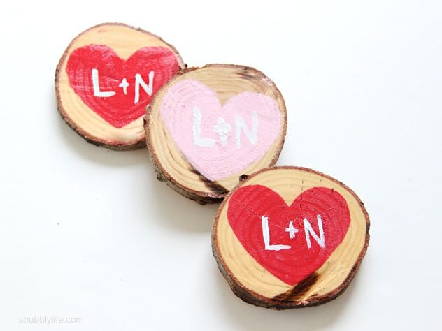DIY wooden-heart coasters for cute Valentine's Day gifts | The Dating Divas