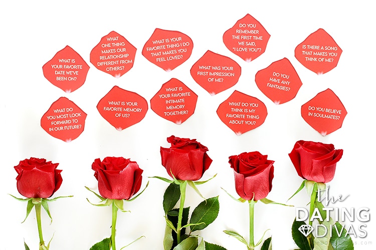 Our free printable rose petal questions are perfect for bringing some extra communication and closeness to your romantic date night | The Dating Divas